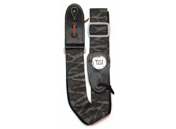 TGI Guitar Strap Woven Black Camo Grey Buckle TGI Guitar Strap Woven Black Camo Grey Buckle